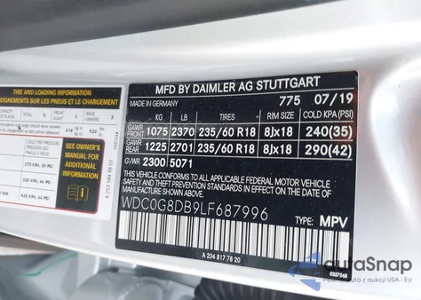 2020 Mercedes-Benz Glc 300 z USA, uszkodzony, nr VIN WDC0G8DB9LF687996